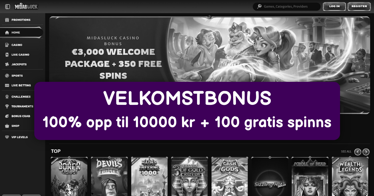 Midasluck Casino - Beste Online Casino i Norge med Bonus